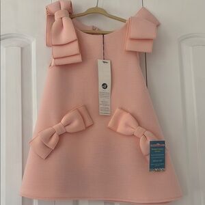 Elegant Pink Bow Kids Dress